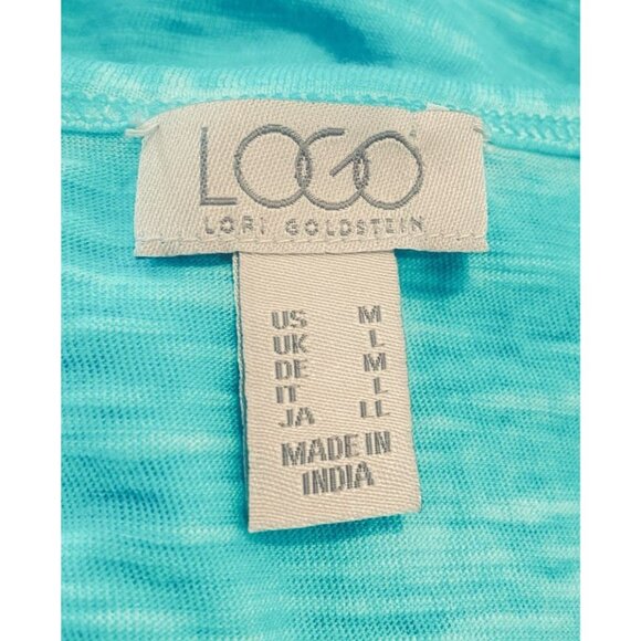 LOGO Lori Goldstein Swing Top Long Sleeve Pockets Teal Heather Medium M - Picture 3 of 4